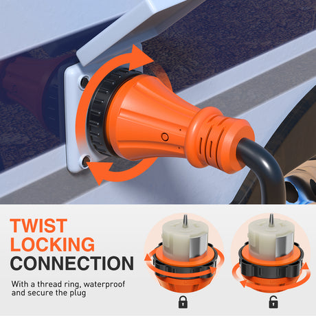 Extension Cord Kit 50 Amp 25FT RV Locking Extension Cord with Adapter 30Amp to 50Amp 250V Heavy Duty 6/3+8/1 Gauge Pure Copper STW Wire ETL Listed 4 Prong 14-50P CS6364&SS2-50R Cable Suit for Campers Caravan