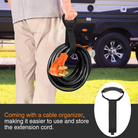 Extension Cord Kit 50 Amp 25FT RV Locking Extension Cord with Adapter 30Amp to 50Amp 250V Heavy Duty 6/3+8/1 Gauge Pure Copper STW Wire ETL Listed 4 Prong 14-50P CS6364&SS2-50R Cable Suit for Campers Caravan