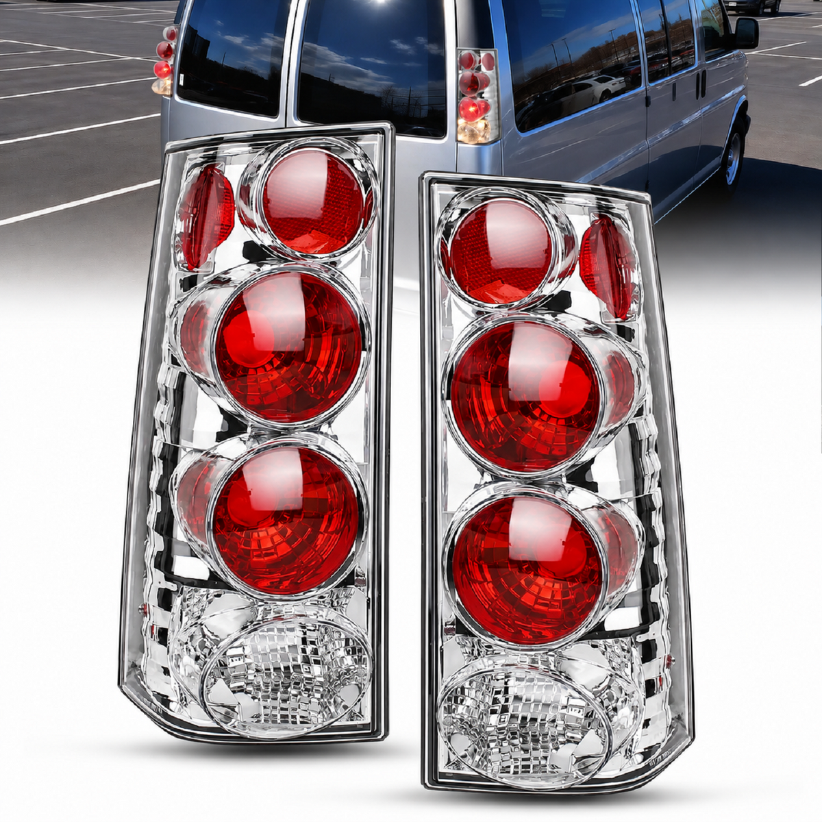 Taillight Assembly Compatible with 2003 2004 2005 2006 2007 2008 2009 2010 2011 2012 2013 2014 Chevy Express GMC Savana 1500 2003-2023 Chevrolet Express GMC Savana 2500 3500 Rear Tail Light