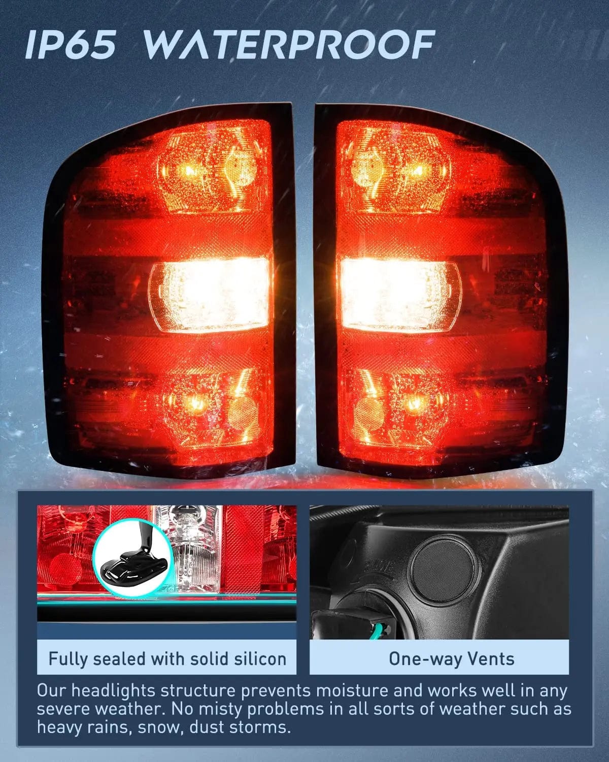2007-2014 Chevy Silverado 1500 2500HD 3500HD 2007-2013 GMC Sierra 3500HD Taillight Assembly Rear Lamp Replacement w/Bulbs and Harness Nilight