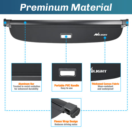 Nilight Trunk Cargo Cover for Audi Q5 2018 2019 2020 2021 2022 2023 2024, Retractable Security Shade Rear Cargo Cover, with Trunk Storage Net