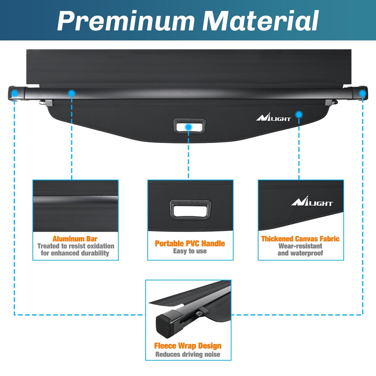 Nilight Cargo Cover Fit for Chevy Equinox GMC Terrain 2018 2019 2020 2021 2022 2023 2024 2025, Retractable Privacy Security Shield Shade Rear Trunk Cover, with Trunk Storage Net