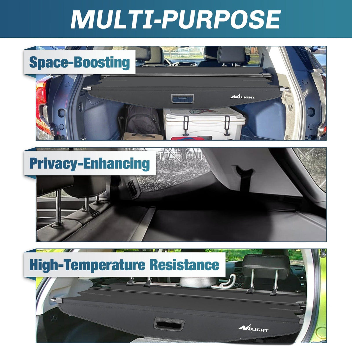 Nilight Cargo Cover Fit for Chevy Equinox GMC Terrain 2018 2019 2020 2021 2022 2023 2024 2025, Retractable Privacy Security Shield Shade Rear Trunk Cover, with Trunk Storage Net