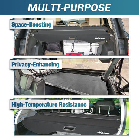 Nilight Trunk Cargo Cover for for Ford Escape 2013 2014 2015 2016 2017 2018 2019, Retractable Privacy Security Shield Shade Rear Trunk Cover, with Trunk Storage Net