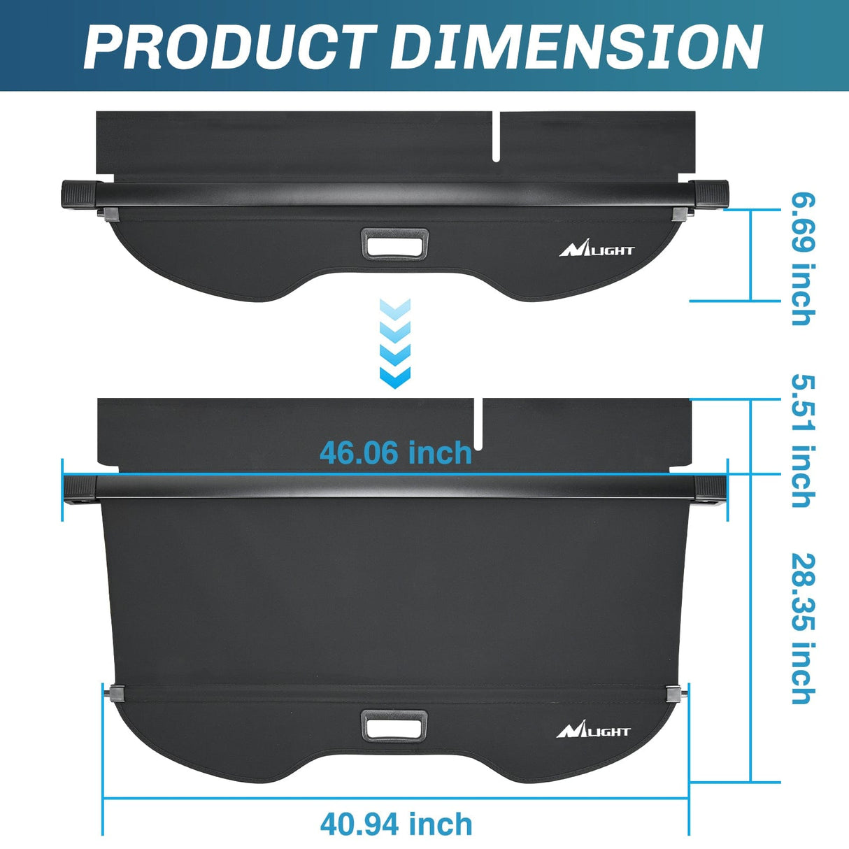 Nilight Trunk Cargo Cover for for Ford Escape 2013 2014 2015 2016 2017 2018 2019, Retractable Privacy Security Shield Shade Rear Trunk Cover, with Trunk Storage Net