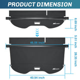 Nilight Trunk Cargo Cover for for Ford Escape 2013 2014 2015 2016 2017 2018 2019, Retractable Privacy Security Shield Shade Rear Trunk Cover, with Trunk Storage Net