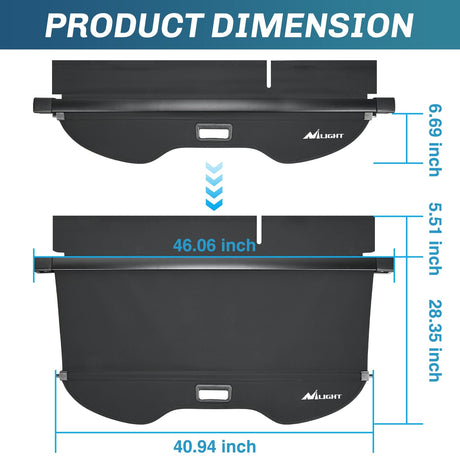 Nilight Trunk Cargo Cover for for Ford Escape 2013 2014 2015 2016 2017 2018 2019, Retractable Privacy Security Shield Shade Rear Trunk Cover, with Trunk Storage Net