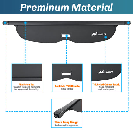 Nilight Trunk Cargo Cover for Honda Passport 2019 2020 2021 2022 2023 2024 2025, Retractable Security Shade Rear Cargo Cover, with Trunk Storage Net