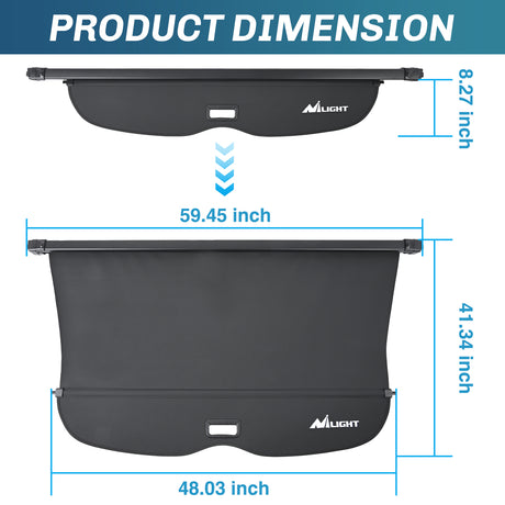 Nilight Trunk Cargo Cover for Honda Passport 2019 2020 2021 2022 2023 2024 2025, Retractable Security Shade Rear Cargo Cover, with Trunk Storage Net