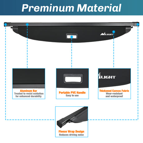 Nilight Trunk Cargo Cover for Hyundai Ioniq 5 2022 2023 2024 2025, Retractable Security Shade Rear Cargo Cover, with Trunk Storage Net