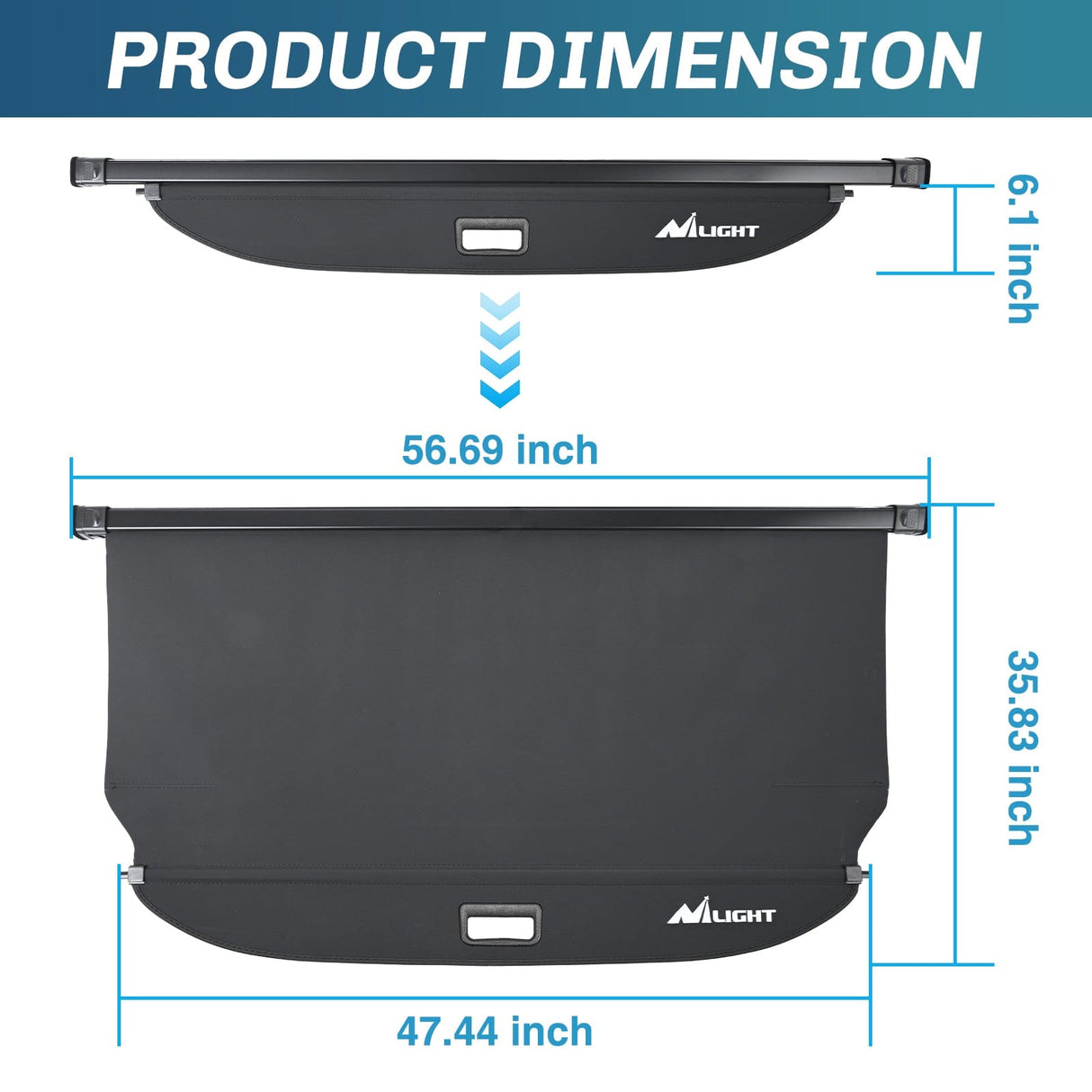 Nilight Trunk Cargo Cover for Hyundai Santa Fe 2019 2020 2021 2022 2023, Retractable Security Shade Rear Cargo Cover, with Trunk Storage Net
