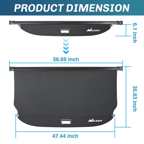 Nilight Trunk Cargo Cover for Hyundai Santa Fe 2019 2020 2021 2022 2023, Retractable Security Shade Rear Cargo Cover, with Trunk Storage Net
