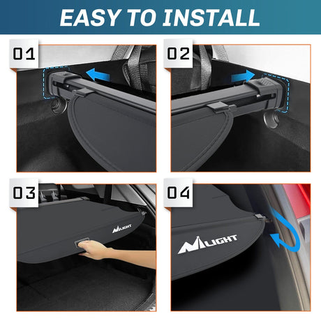 Nilight Trunk Cargo Cover for Hyundai Santa Fe 2019 2020 2021 2022 2023, Retractable Security Shade Rear Cargo Cover, with Trunk Storage Net
