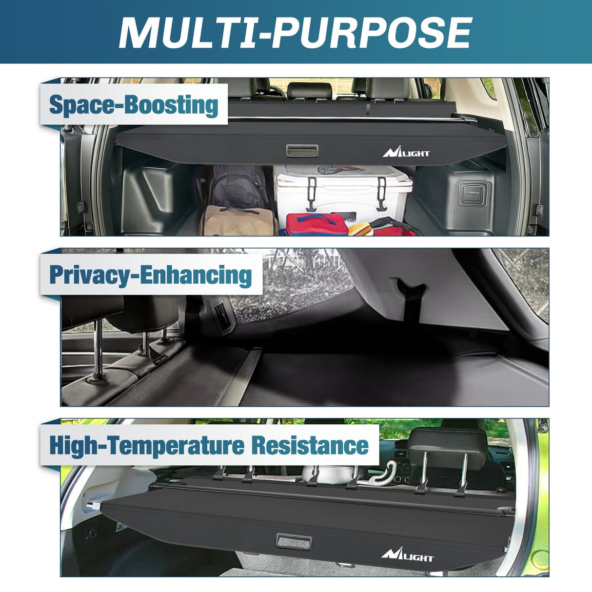 Trunk Cargo Cover Toyota 4runner 2010-2021 2022 2023 2024, Retractable Privacy Security Shield Shade Rear Trunk Cover, with Trunk Storage Net