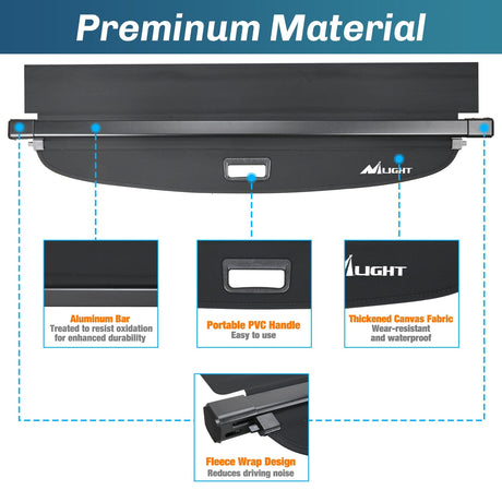 Nilight Trunk Cargo Cover for Toyota RAV4 2019 2020 2021 2022 2023 2024 2025 Retractable Privacy Security Shield Shade Rear Trunk Cover, with Trunk Storage Net