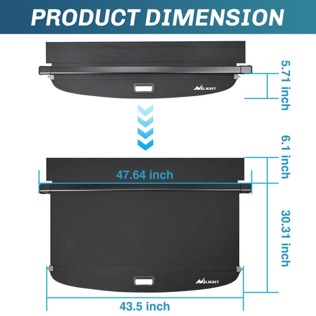Nilight Trunk Cargo Cover for Toyota RAV4 2019 2020 2021 2022 2023 2024 2025 Retractable Privacy Security Shield Shade Rear Trunk Cover, with Trunk Storage Net