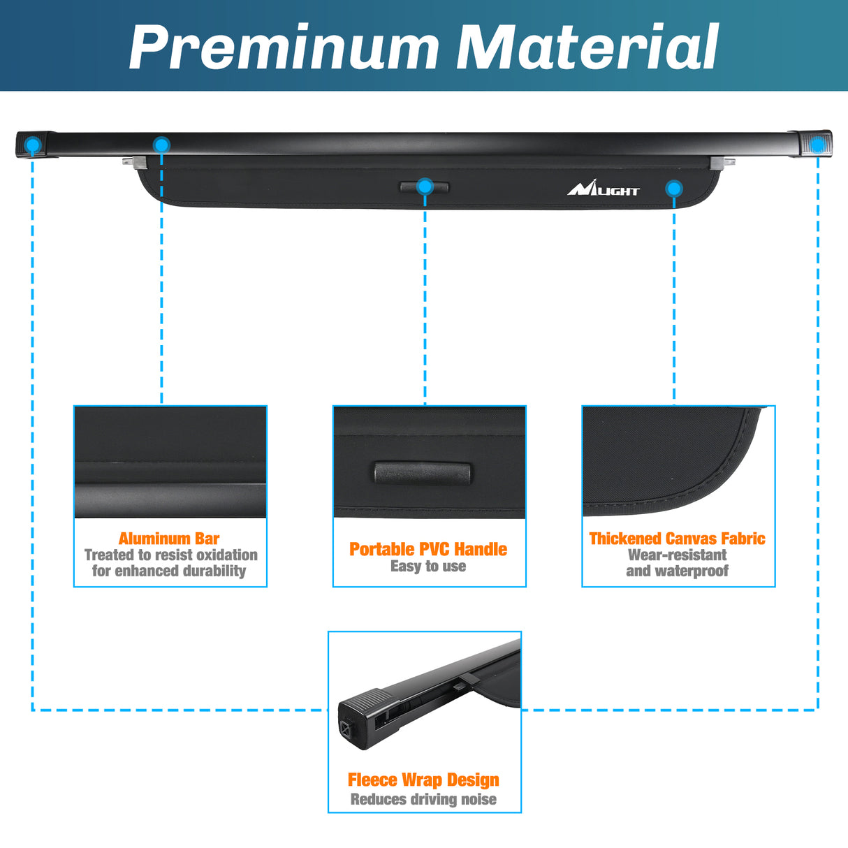 Nilight Trunk Cargo Cover for Volvo XC90 2003-2014, Retractable Security Shade Rear Cargo Cover, with Trunk Storage Net