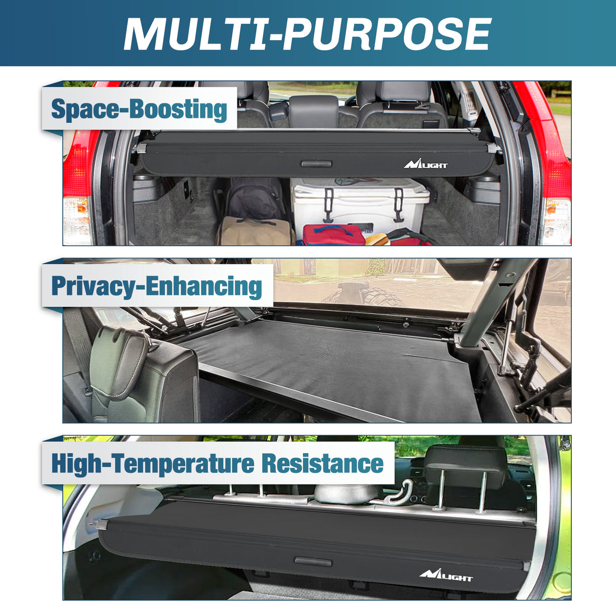 Nilight Trunk Cargo Cover for Volvo XC90 2003-2014, Retractable Security Shade Rear Cargo Cover, with Trunk Storage Net