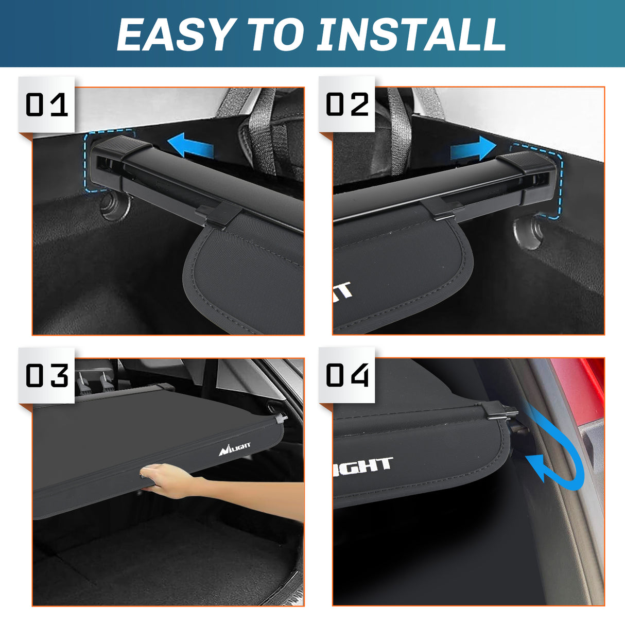 Nilight Trunk Cargo Cover for Volvo XC90 2003-2014, Retractable Security Shade Rear Cargo Cover, with Trunk Storage Net