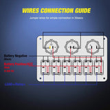 Rocker Switch 6Gang Aluminum Laser Rocker Switch Panel w/ Cigarette Lighter Dual USB Voltmeter