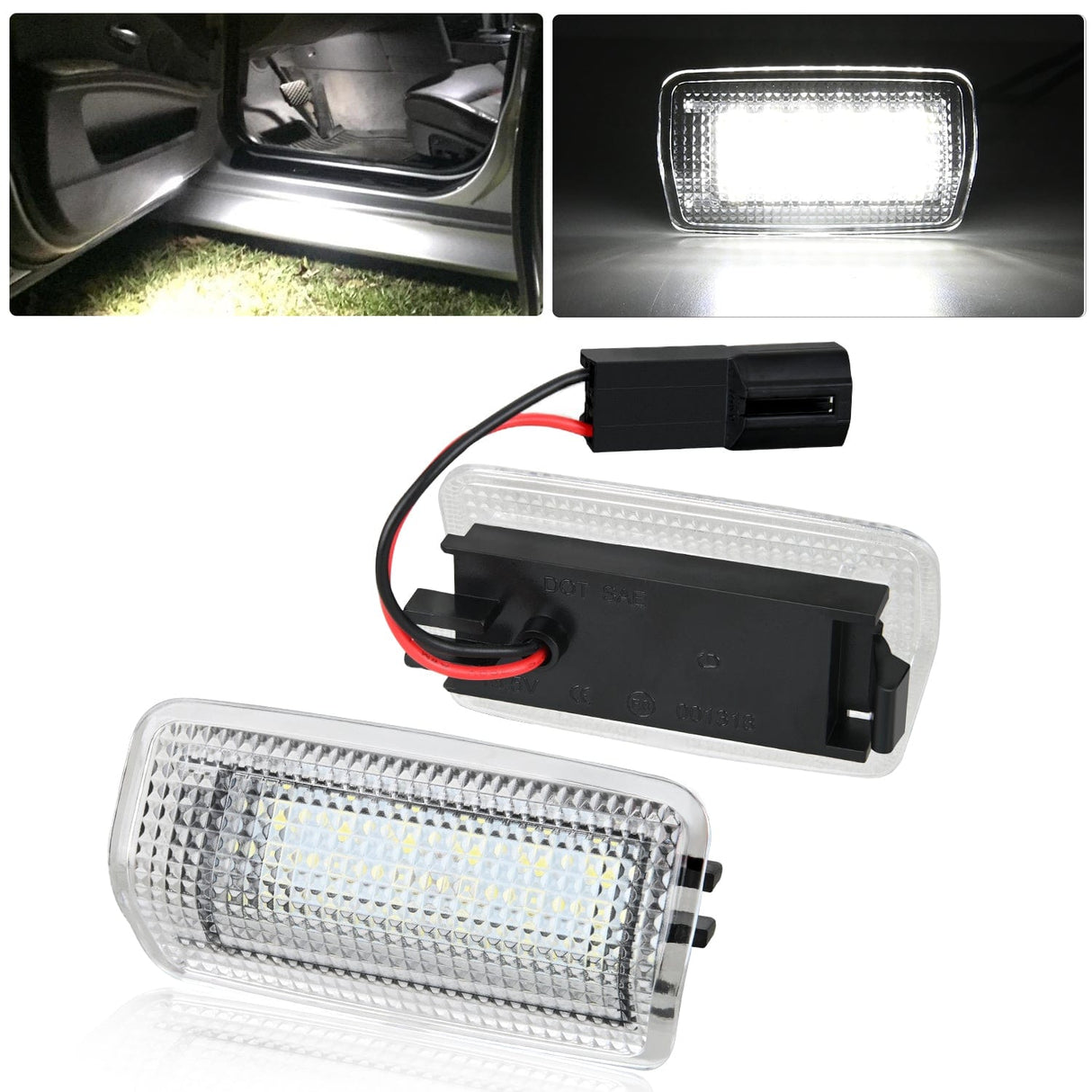 2PCS LED Interior Door Panel Light Courtesy Warning Lights White Beam Plug and Play for Toyota Avalon Sienna Venza Camry Prius 4Runner Lexus IS ES GS LS RX GX LX Subaru BRZ