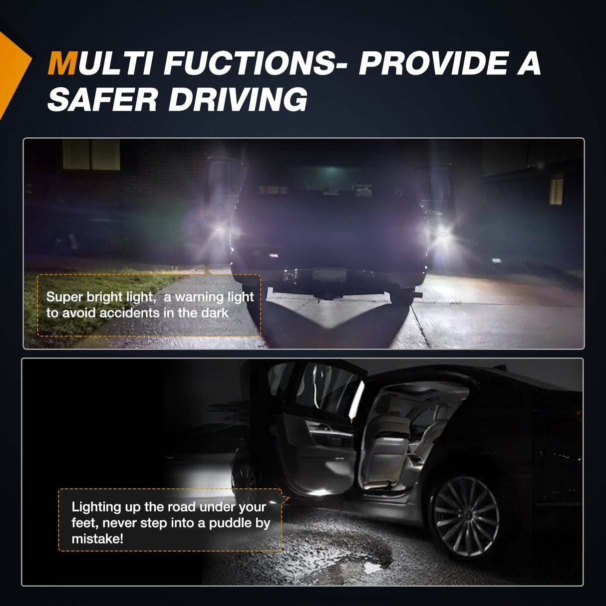 2PCS LED Interior Door Panel Light Courtesy Warning Lights White Beam Plug and Play for Toyota Avalon Sienna Venza Camry Prius 4Runner Lexus IS ES GS LS RX GX LX Subaru BRZ