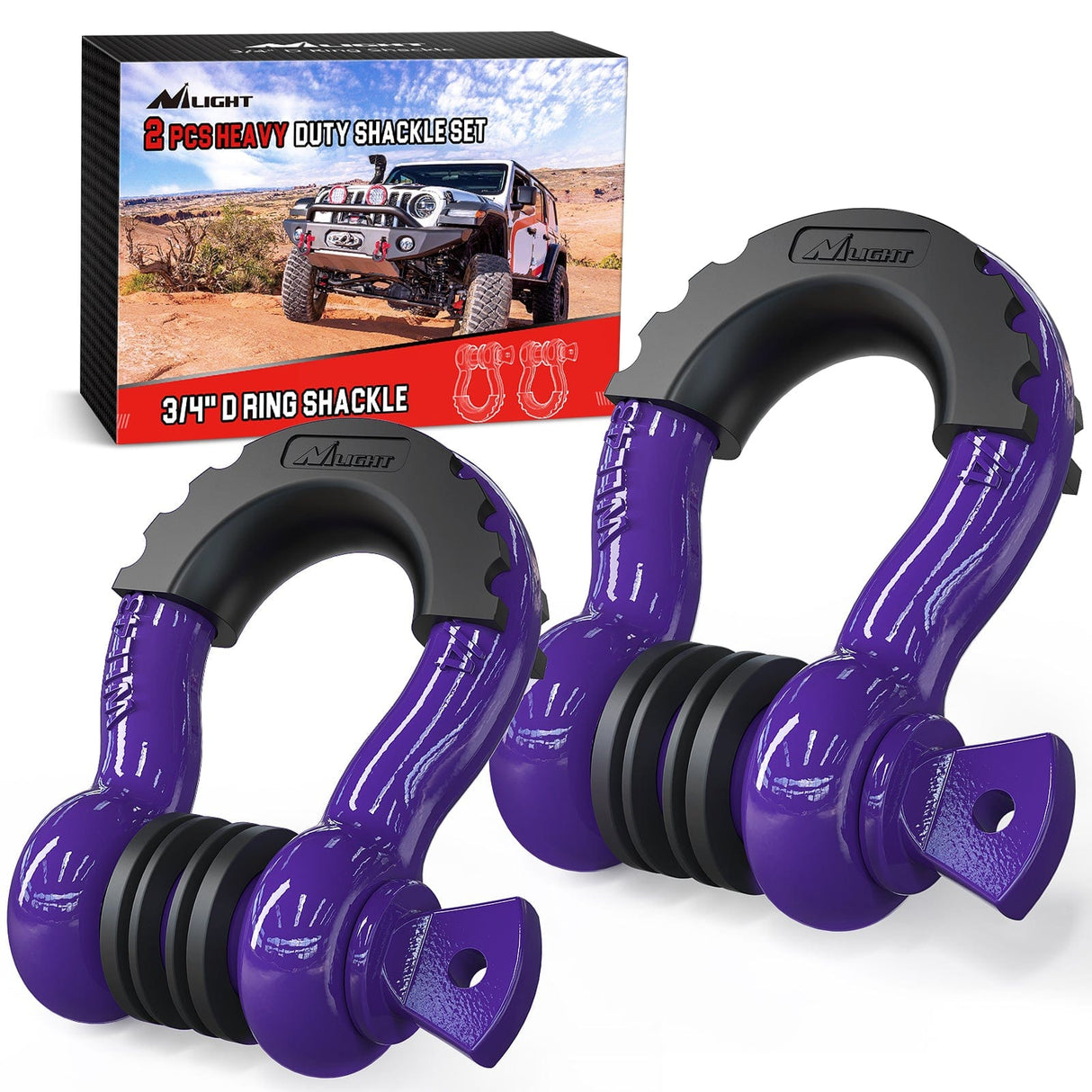 3/4 inch D-Ring Shackle Purple (Pair)