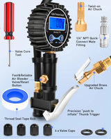 Digital Tire Inflator Pressure Gauge 250PSI Rubber Hose Quick Connect Coupler Nilight