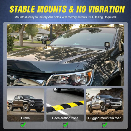 Ditch Light Hood Hinges Mounts For 2015-2022 Chevy Colorado 2015-2021 GMC Canyon Nilight