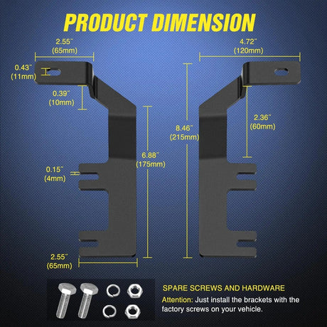 Ditch Light Hood Hinges Mounts For 2015-2022 Chevy Colorado 2015-2021 GMC Canyon Nilight