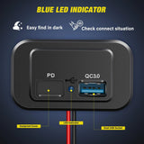 Dual USB Charger PD Type C QC 3.0 Fast Charging Outlet Nilight