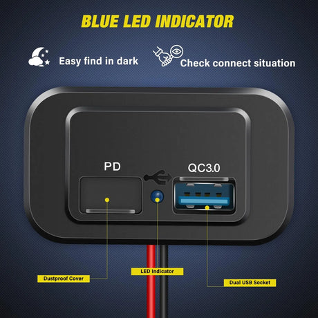 Dual USB Charger PD Type C QC 3.0 Fast Charging Outlet Nilight
