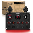 Rocker Switch 5Gang Red Rocker Switch Panel w/ Dual USB Voltmeter Fuse
