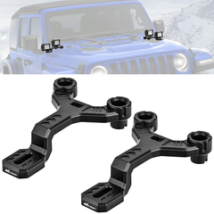 Front A-Pillar Dual Hood Mounts For 2018-2023 Jeep Wrangler JL/JLU 2020-2023 Gladiator JT