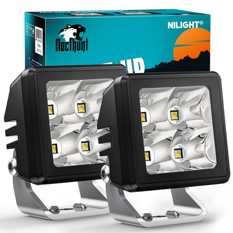LED Light Bar 2 Inch 4LED 20W Square Spot Built-in EMC LED Pod Lights (Pair)