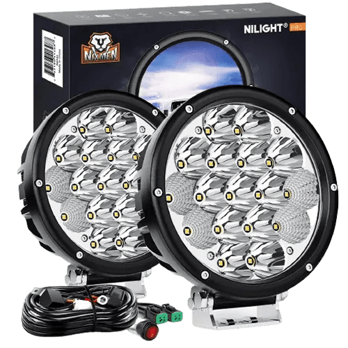 7 Inch 85W 10200LM Round Spot Flood Built-in EMC LED Work Lights – Nilight