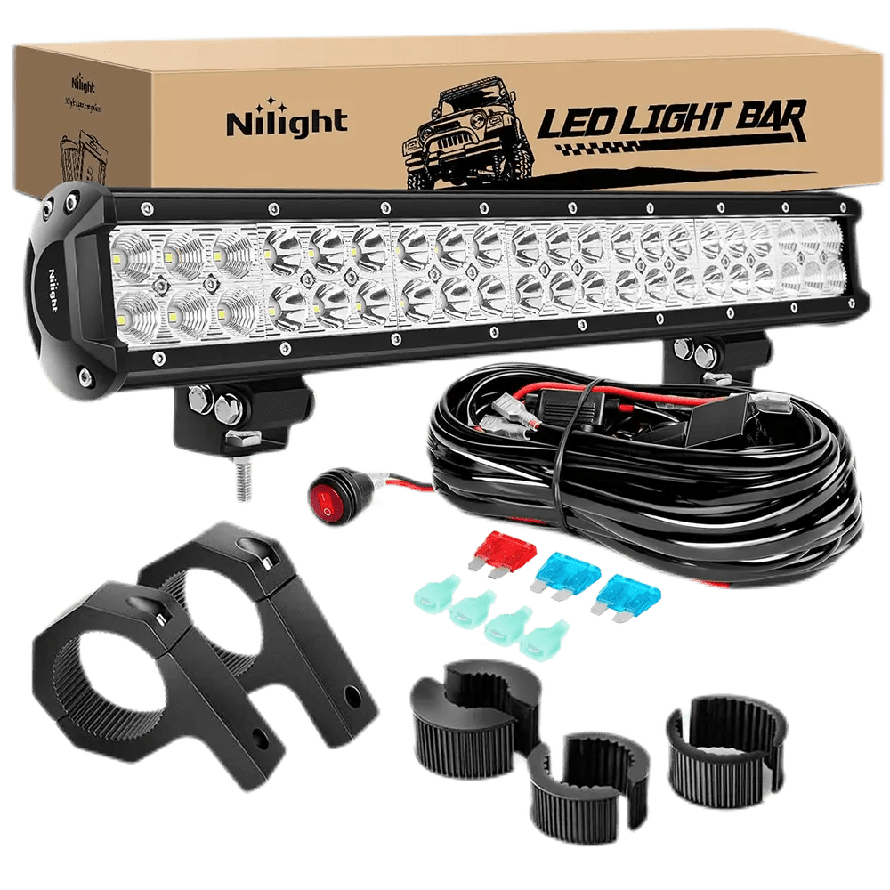 LED Light Bar 20" 126W Double Row Spot/Flood LED Light Bar Kit | 16AWG Wire 3Pin Switch