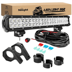 20 Inch 126W Double Row Spot Flood LED Light Bar Kit | 16AWG Wire 3Pin Switch