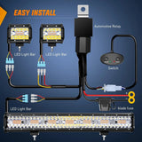 LED Light Bar 20" 420W Amber White Strobe Spot/Flood LED Light Bar Kit | 2PCS 4" 60W Light Pods | 16AWG Wire 3 Leads