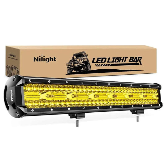 LED Light Bar 20" 420W 42000LM Triple Row Amber Spot/Flood LED Light Bar