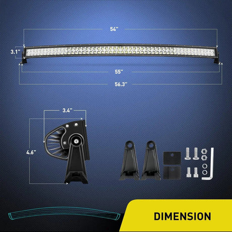 LED Light Bar 54" 312W Double Row Curved Spot/Flood LED Light Bar