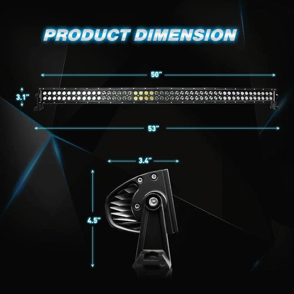LED Light Bar 50" 288W Double Row Black Curved Spot/Flood LED Light Bar