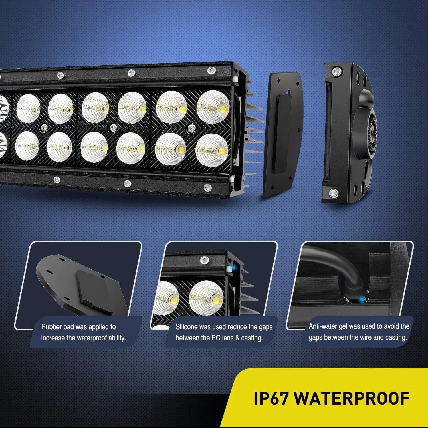 LED Light Bar 32" 180W Double Row Black Curved Spot/Flood LED Light Bar