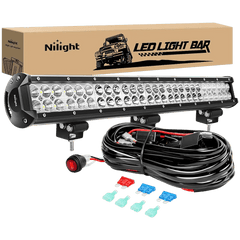 25 Inch 162W Double Row Spot Flood LED Light Bar | 12FT Wire 3Pin Switch
