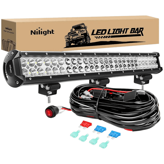 Light Bar Wiring Kit 25" 162W Double Row Spot/Flood LED Light Bar | 12FT Wire 3Pin Switch