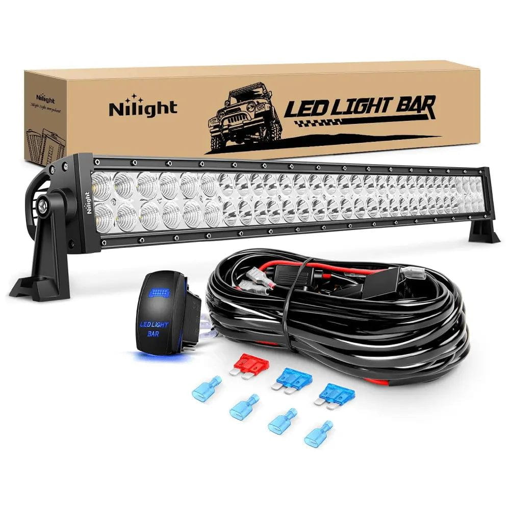 32 Inch 180W Double Row Spot Flood LED Light Bar | 12FT Wire 5Pin