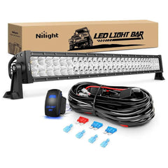 32 Inch 180W Double Row Spot Flood LED Light Bar | 12FT Wire 5Pin Switch