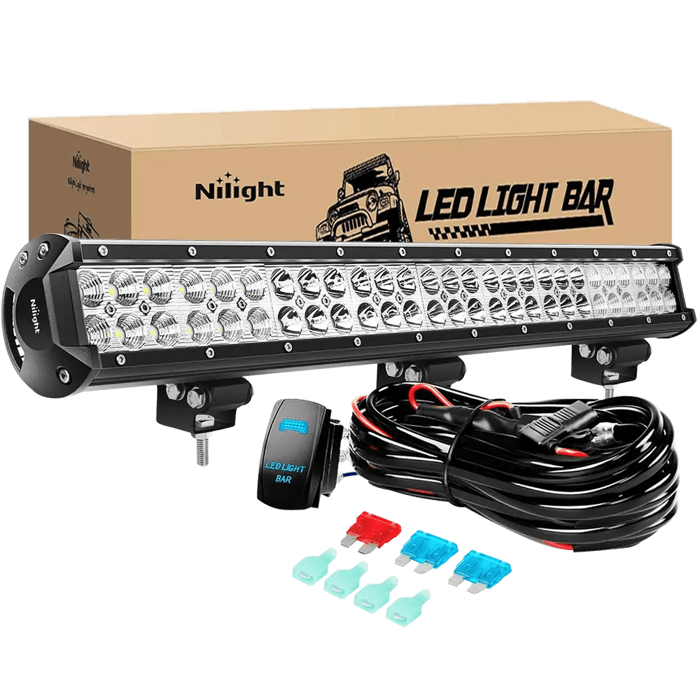 25 Inch 162W Double Row Spot Flood LED Light Bar | 12FT Wire 5Pin