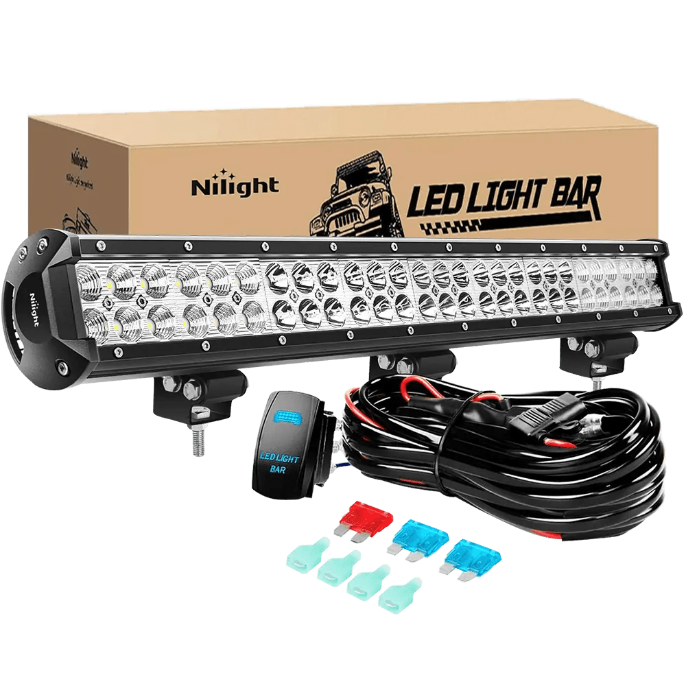 Light Bar Wiring Kit 25" 162W Double Row Spot/Flood LED Light Bar | 12FT Wire 5Pin Switch