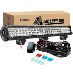25 Inch 162W Double Row Spot Flood LED Light Bar | 12FT Wire 5Pin Switch
